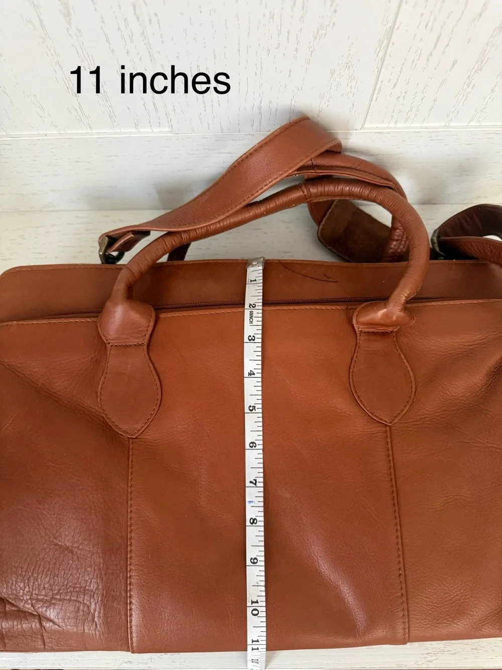 Graffeo Leather Briefcase Tote in Cognac